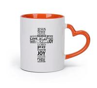 DEBINGY cerámica Tazas de té y café Cruz Jesucristo Dios Salmo Oración Versículo bíblico cristiano Cita （11oz/320ml） Para té, café y bebidas calientes Naranja