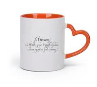 DEBINGY cerámica Tazas de té y café El sueño de una chica es el deseo que pides en tu corazón mientras duermes. （11oz/320ml） Apto para lavavajillas Naranja