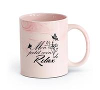 DEBINGY cerámica Tazas de té y café Francia Mi Pequeño Rincón Salón de Relajación Salón de Maquillaje Flor de Mariposa （11oz/320ml） Para el hogar y la oficina Rosa mármol
