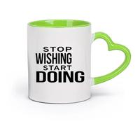 DEBINGY cerámica Tazas de té y café Frases motivacionales de gimnasia: deja de desear y empieza a hacer ejercicio en el Gymnasticsnasium. （11oz/320ml） Apto para lavavajillas Verde