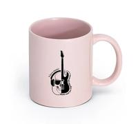 DEBINGY cerámica Tazas de té y café Notas musicales Rock Pop Instrumento Guitarra Auriculares Calavera Música Cita （11oz/320ml） Porcelana fina (cerámica) Rosa