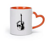 DEBINGY cerámica Tazas de té y café Notas musicales Rock Pop Instrumento Guitarra Auriculares Calavera Música Cita （11oz/320ml） Porcelana fina (cerámica) Naranja