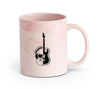 DEBINGY cerámica Tazas de té y café Notas musicales Rock Pop Instrumento Guitarra Auriculares Calavera Música Cita （11oz/320ml） Porcelana fina (cerámica) Rosa mármol