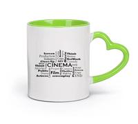 DEBINGY cerámica Tazas de té y café Sala de cine Cine Texto de la película Estudio de producción Ciname （11oz/320ml） Bebidas calientes, espresso Verde