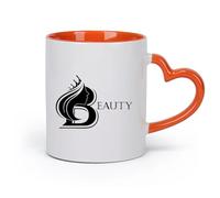DEBINGY cerámica Tazas de té y café Silueta de chica guapa con corona y letras para salones de belleza （11oz/320ml） Para café, avena, té, fácil de limpiar Naranja