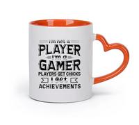 DEBINGY cerámica Tazas de té y café Un día sin videojuegos es como bromear, no tengo ni idea de juegos. （11oz/320ml） Ideal para usar en casa y la oficina Naranja