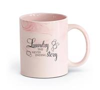 DEBINGY cerámica Tazas Geniales Cita de la historia interminable de la colada con el símbolo de burbuja Proverbio de la colada （11oz/320ml） Para hombres y mujeres Rosa mármol