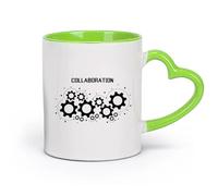 DEBINGY cerámica Tazas Geniales Cultura de la empresa Colaboración Equipo Estilo de oficina Trabajo en equipo Escuela （11oz/320ml） Para cafetería o regalo Verde