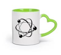 DEBINGY cerámica Tazas Geniales Educación del estudiante de física nuclear, química y electrónica atómica （11oz/320ml） Para café, avena, té, fácil de limpiar Verde