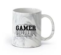 DEBINGY cerámica Tazas Geniales El niño gamer siempre renace en el garaje de la computadora del videojuego （11oz/320ml） Apto para lavavajillas y microondas Negro mármol