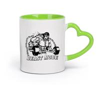 DEBINGY cerámica Tazas Geniales Gimnasio con el logotipo de Gorilla Modo Bestia Sala de Motivación （11oz/320ml） Para bebidas calientes, latte, capuchino Verde