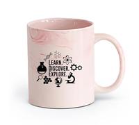 DEBINGY cerámica Tazas Geniales Laboratorio de exploración científica Experimento Herramientas Aprendizaje Descubrimiento Exploración （11oz/320ml） Apto para microondas Rosa mármol