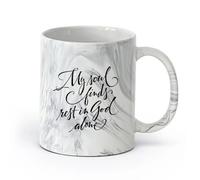 DEBINGY cerámica Tazas Geniales Mi alma encuentra descanso solo en Dios Salmo 62:1 Biblia Cristiana （11oz/320ml） Regalo para hombre o mujer Negro mármol