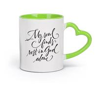 DEBINGY cerámica Tazas Geniales Mi alma encuentra descanso solo en Dios Salmo 62:1 Biblia Cristiana （11oz/320ml） Regalo para hombre o mujer Verde