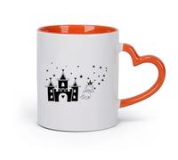 DEBINGY cerámica Tazas Geniales Princesa Castillo Cuento de hadas Lindo Niños Niña Niño Adolescente （11oz/320ml） Para Té, Café, Leche, Capuchino Naranja