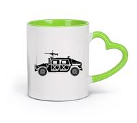 DEBINGY cerámica Tazas Geniales Tanques Fuerzas Armadas Vehículos Terrestres Ametralladoras Garantía de Calidad （11oz/320ml） Para hombres y mujeres Verde