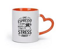 DEBINGY cerámica Tazas Geniales Un diseño gráfico con una cita sobre el espresso que aleja el estrés y una cafetera. （11oz/320ml） Gran regalo para parejas Naranja