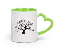 DEBINGY cerámica Tazas Grandes para Bebidas Calientes Árbol genealógico Árbol del bosque Hojas Ramas （11oz/320ml） Regalo para hombre o mujer Verde