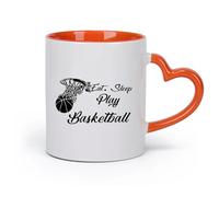DEBINGY cerámica Tazas Grandes para Bebidas Calientes Baloncesto Comer Dormir Jugar Baloncesto （11oz/320ml） Cappuccino, Latte Macchiato, té, espresso Naranja