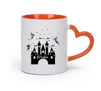 DEBINGY cerámica Tazas Grandes para Bebidas Calientes Castillo de la Princesa Hada Mágica Chica （11oz/320ml） Oficina, hogar, cafetería, apto para lavavajillas y microondas Naranja