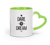 DEBINGY cerámica Tazas Grandes para Bebidas Calientes Cita Frase Motivacional Atrévete a Soñar （11oz/320ml） Ideal para el hogar, la oficina, cafeterías, ideas de regalo Verde