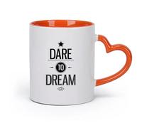 DEBINGY cerámica Tazas Grandes para Bebidas Calientes Cita Frase Motivacional Atrévete a Soñar （11oz/320ml） Ideal para el hogar, la oficina, cafeterías, ideas de regalo Naranja