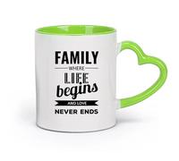 DEBINGY cerámica Tazas Grandes para Bebidas Calientes Citas inspiradoras sobre la felicidad familiar （11oz/320ml） Para café, avena, té, fácil de limpiar Verde