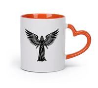 DEBINGY cerámica Tazas Grandes para Bebidas Calientes diseños abstractos de siluetas de ángeles （11oz/320ml） Cappuccino, Latte Macchiato, té, espresso Naranja