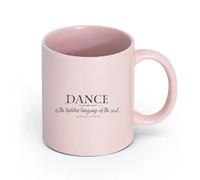 DEBINGY cerámica Tazas Grandes para Bebidas Calientes La danza es el lenguaje oculto del alma. （11oz/320ml） Oficina, hogar, cafetería, apto para lavavajillas y microondas Rosa