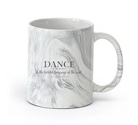 DEBINGY cerámica Tazas Grandes para Bebidas Calientes La danza es el lenguaje oculto del alma. （11oz/320ml） Oficina, hogar, cafetería, apto para lavavajillas y microondas Negro mármol