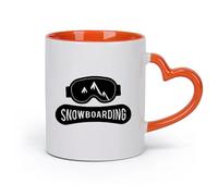 DEBINGY cerámica Tazas Grandes para Bebidas Calientes Snowboard Montañas Tabla de snowboard Invierno （11oz/320ml） Para Té, Café, Leche, Capuchino Naranja