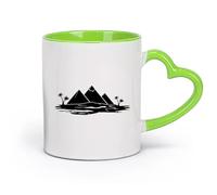 DEBINGY cerámica Tazas Grandes para Bebidas Calientes Turismo Viajes Egipto Pirámides Palmeras Océano （11oz/320ml） Ideal para usar en casa y la oficina Verde