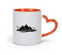 DEBINGY cerámica Tazas Grandes para Bebidas Calientes Turismo Viajes Egipto Pirámides Palmeras Océano （11oz/320ml） Ideal para usar en casa y la oficina Naranja