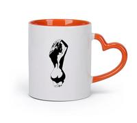 DEBINGY cerámica Tazas Grandes para Té, Café y Chocolate Caliente Mujer Espalda Chica Caliente （11oz/320ml） Café, té, latte, leche, cacao, zumo y otras bebidas calientes Naranja