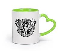 DEBINGY cerámica Tazas Grandes para Té, Café y Chocolate Caliente símbolo del dios eros （11oz/320ml） Para café, sopa, té, leche, latte, chocolate caliente, para mujeres y hombres Verde