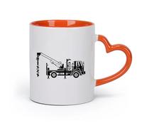 DEBINGY cerámica Tazas Grandes para Té, Café y Chocolate Caliente Vehículos de ingeniería （11oz/320ml） Para café, sopa, té, leche, latte, chocolate caliente, para mujeres y hombres Naranja