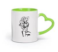 DEBINGY cerámica Tazas para Chocolate Caliente atractivo sexual caliente deporte gimnasio chica gimnasia （11oz/320ml） Para cafetería o restaurante Verde