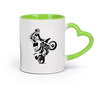 DEBINGY cerámica Tazas para Chocolate Caliente Carreras de motos Deportes extremos Estilo libre （11oz/320ml） Para bebidas calientes, latte, capuchino Verde