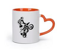 DEBINGY cerámica Tazas para Chocolate Caliente Carreras de motos Deportes extremos Estilo libre （11oz/320ml） Para bebidas calientes, latte, capuchino Naranja