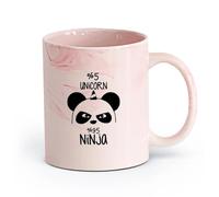 DEBINGY cerámica Tazas para Chocolate Caliente Divertido Panda Ninja Unicornio Cultura Japonesa （11oz/320ml） Elegante y duradero: apto para microondas y lavavajillas Rosa mármol