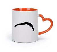 DEBINGY cerámica Tazas para Chocolate Caliente Nadador entrando a la piscina juvenil acuática H （11oz/320ml） Cappuccino, Latte Macchiato, té, espresso Naranja