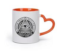 DEBINGY cerámica Tazas para Chocolate Caliente Pirámide del Ojo que Todo lo Ve Símbolo Illuminati （11oz/320ml） Cappuccino, Latte Macchiato, té, espresso Naranja