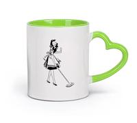 DEBINGY cerámica Tazas para Chocolate Caliente Servicio de limpieza de casas Chica pin up Mujer （11oz/320ml） Oficina, hogar, cafetería, apto para lavavajillas y microondas Verde