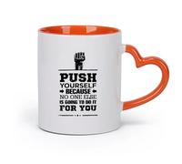 DEBINGY cerámica Tazas para Hogar y Oficina Citas motivacionales de aprendizaje gráfico: esfuérzate al máximo （11oz/320ml） Apto para lavavajillas Naranja