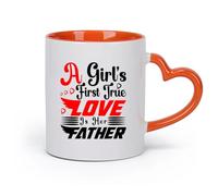 DEBINGY cerámica Tazas para Hogar y Oficina El primer amor verdadero de una niña es su padre Día del Padre （11oz/320ml） Restaurante, oficina Naranja