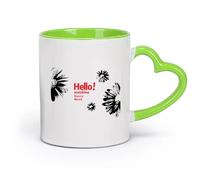DEBINGY cerámica Tazas para Hogar y Oficina Girasol Hola Sol Comercial Tienda Romántico Floral Elegante （11oz/320ml） Para cafetería o restaurante Verde