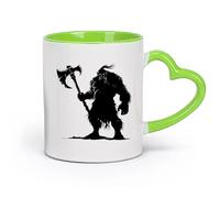 DEBINGY cerámica Tazas para Hogar y Oficina Ogro de silueta, raza mítica del juego, solo con hacha grande. （11oz/320ml） Para Té, Café, Leche, Capuchino Verde