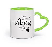 DEBINGY cerámica Tazas personalizadas Om Buenas Vibras Solo Yoga Mandala Buenas Vibras OM Yoga Mandala （11oz/320ml） Para té, chocolate caliente Verde