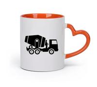 DEBINGY cerámica Tazas Resistentes Camión mezclador Camión de ingeniería Disposición de la habitación de los niños （11oz/320ml） Gran regalo para parejas Naranja