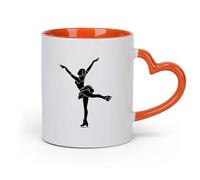 DEBINGY cerámica Tazas Resistentes Chica de patinaje artístico bailando sobre hielo en el gimnasio deportivo （11oz/320ml） Para la oficina y el hogar Naranja